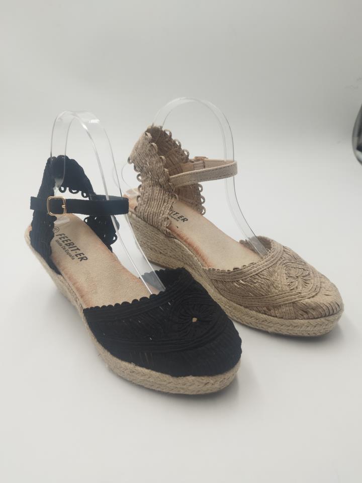Esparteñas de señora rafia calada