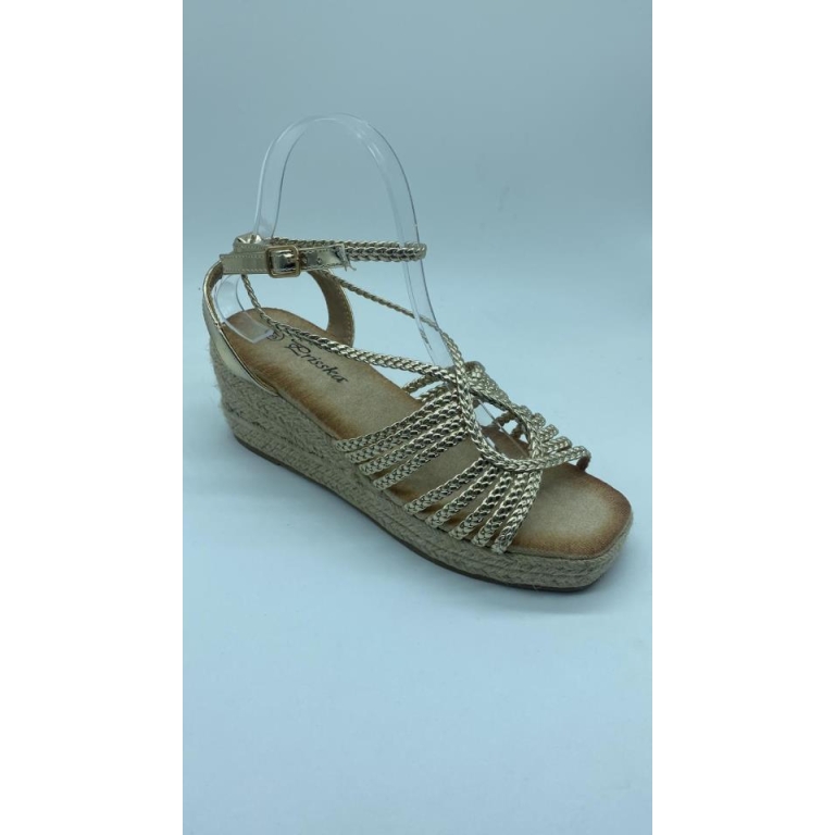 Esparteñas de señora trenzada con 7 cm cuña