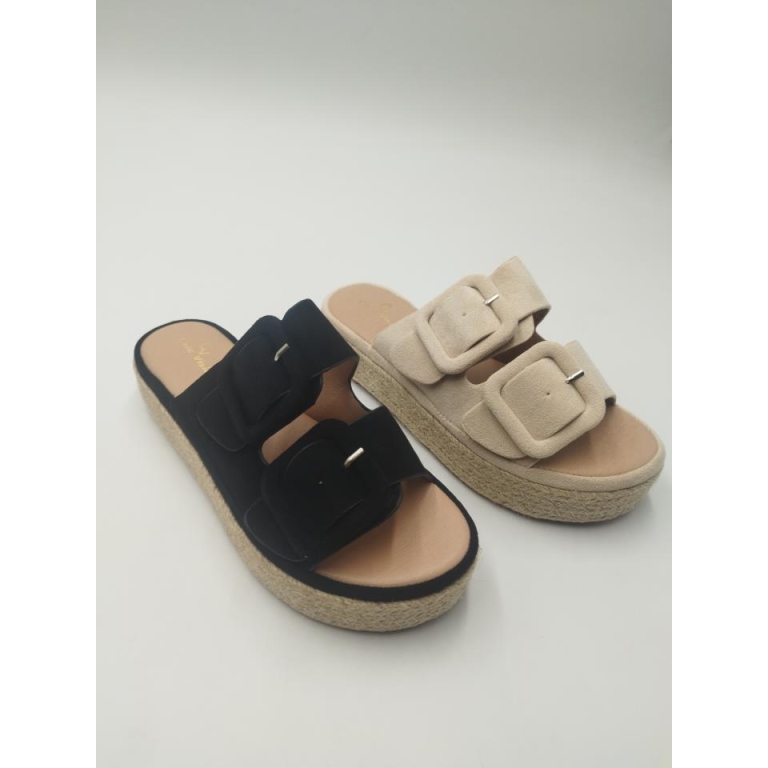 Sandalia doble suela señora hebillas