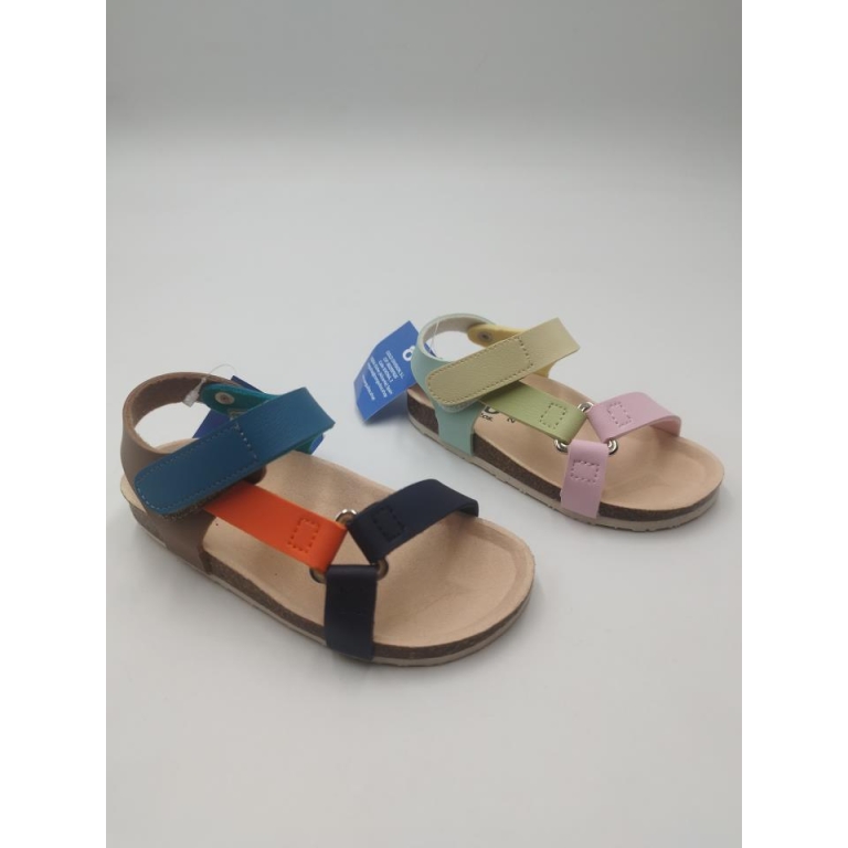 sandalia atada tobillo con velcro multicolor