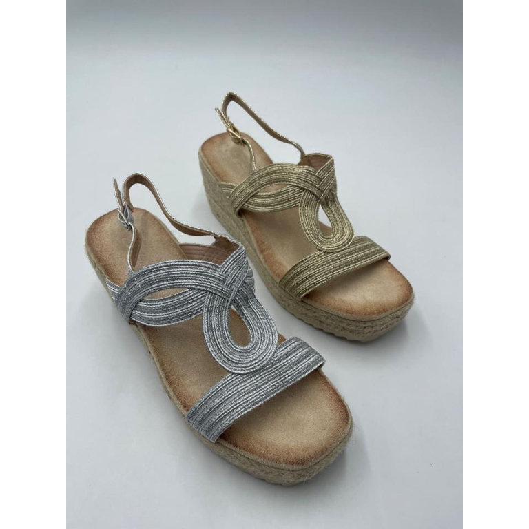 Esparteñas de señora cruzada 7 cm cuña