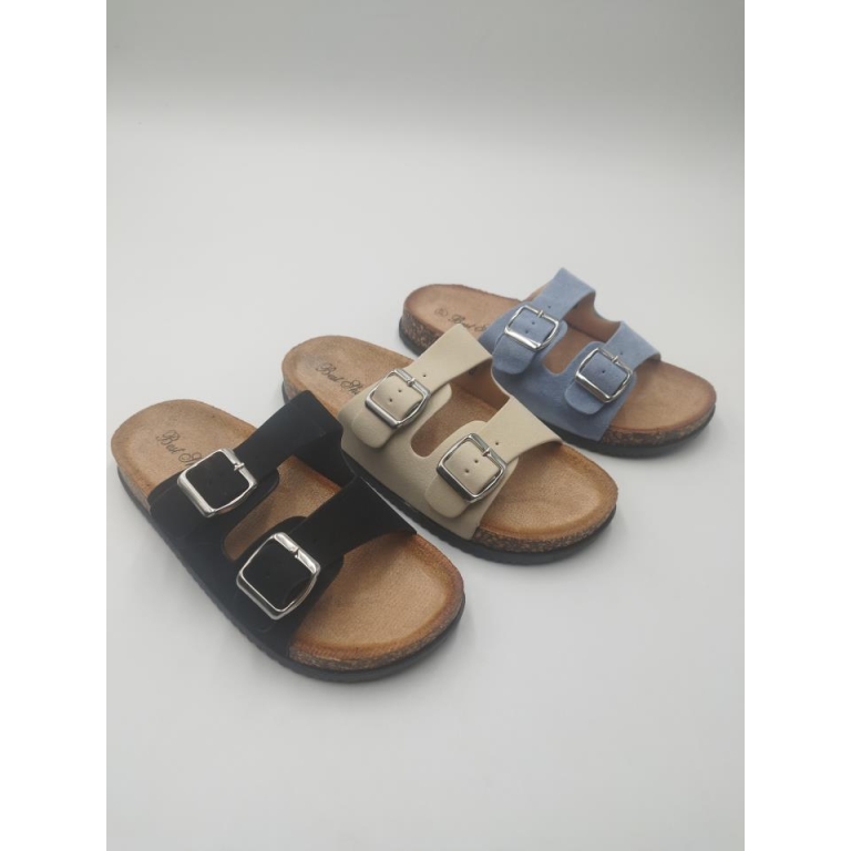 Sandalias planas hebillas plantilla bio