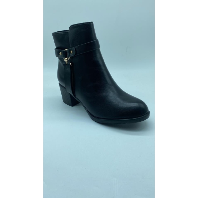 botin polipiel con decoración dorada tacon 5cm