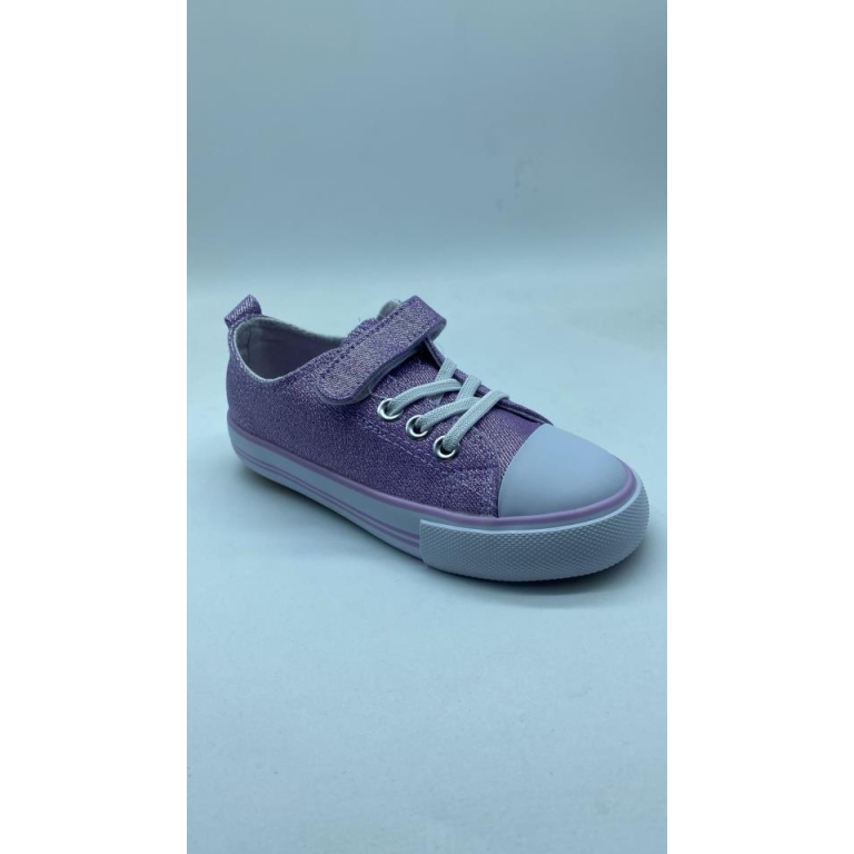 Zapatilla puntera purpurina velcro