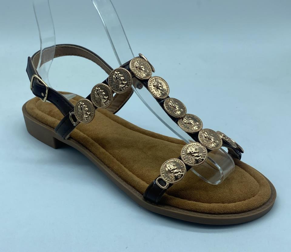 Sandalias suela acolchada detalle monedas