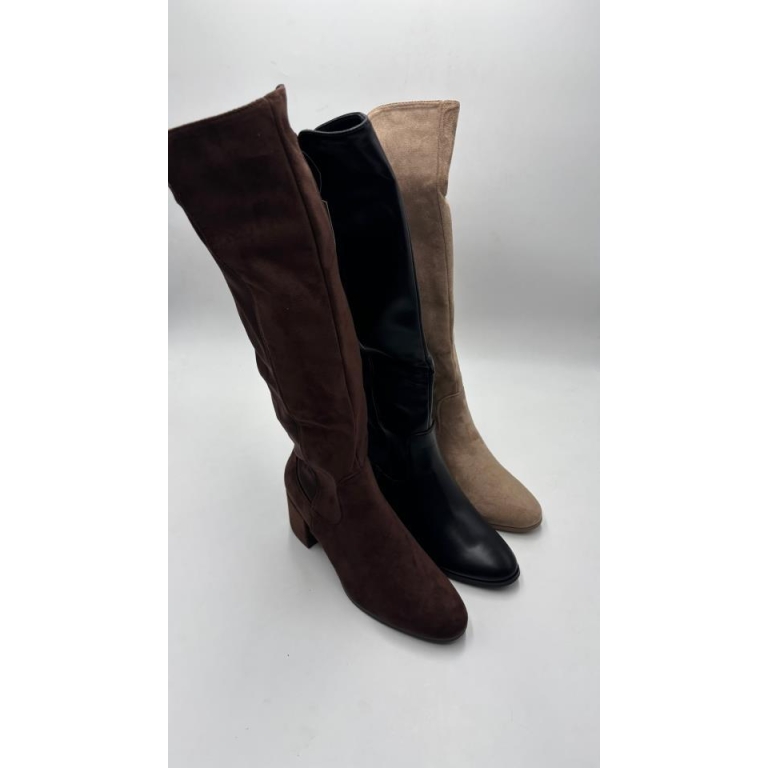 Bota caña alta con elastico trasero